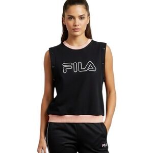 Retro Fila Sleeveless Sweatshirt Vest Blue Pink S M Athletic Casual